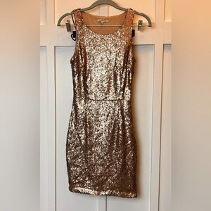 Charlotte Russe Womens Sequin Body-Con Dress Gold Sequin Formal Dance Size XS